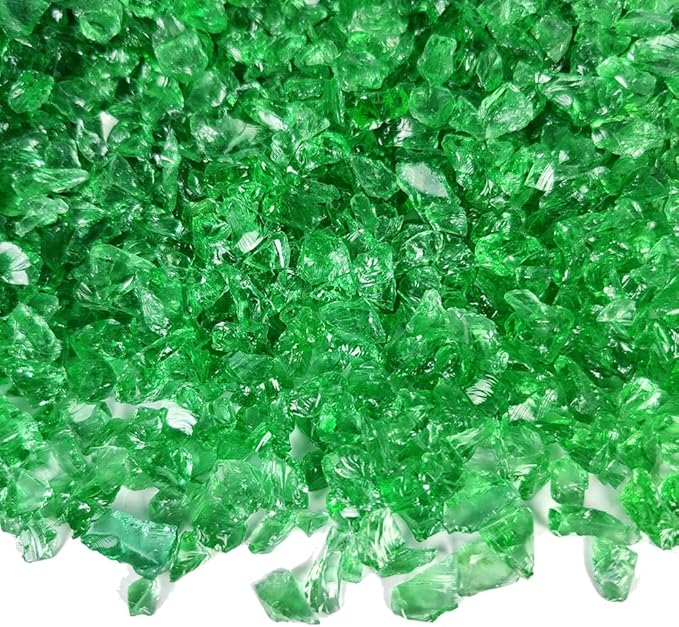 HappyFiller 1.3 LB Crushed Glass Sand Broken Fire Glass Pieces Crush Terrarium Rocks Stones for Fire Pit,Crafts,Resin Arts,Succulents,Vase Fillers,Candle Holder Filler,Light Green