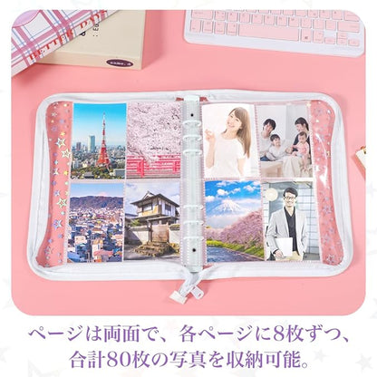 A5 Zipper Photocard Binder Album with Card Slots Large Capacity Photo Organizer for Kpop Photocard Collection and Small Keepsakes