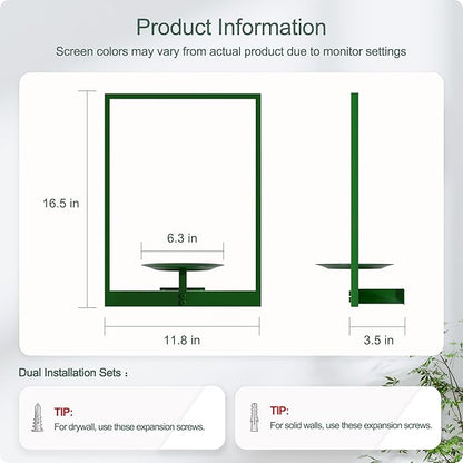Green Metal Wall Plant Holder - 2-Pack Wall Mounted Plant Stands and Hanging Holders for Indoor Planter and Flower Pot -Rectangle Decor Shelf for Plant Storage (Pot Not Included)