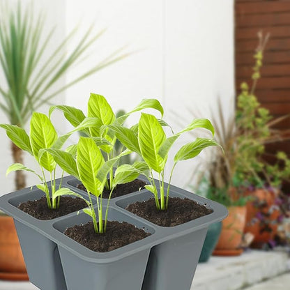 Seed Starter Trays, 5 Pack 4 Cells Seed Starter Kit, Silicone Plant Germination Trays Gardening Starter Kit, Reusable Seed Starter Tray for Plant Germination, Seeds Growing