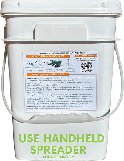 Flawn Seed Kits Simple Lawn Mow Less Fine Fescue Eco-Grass Seed, 8 Lbs, Low Maintenance, Pail with Handle, Covers up to 4000 Sqft