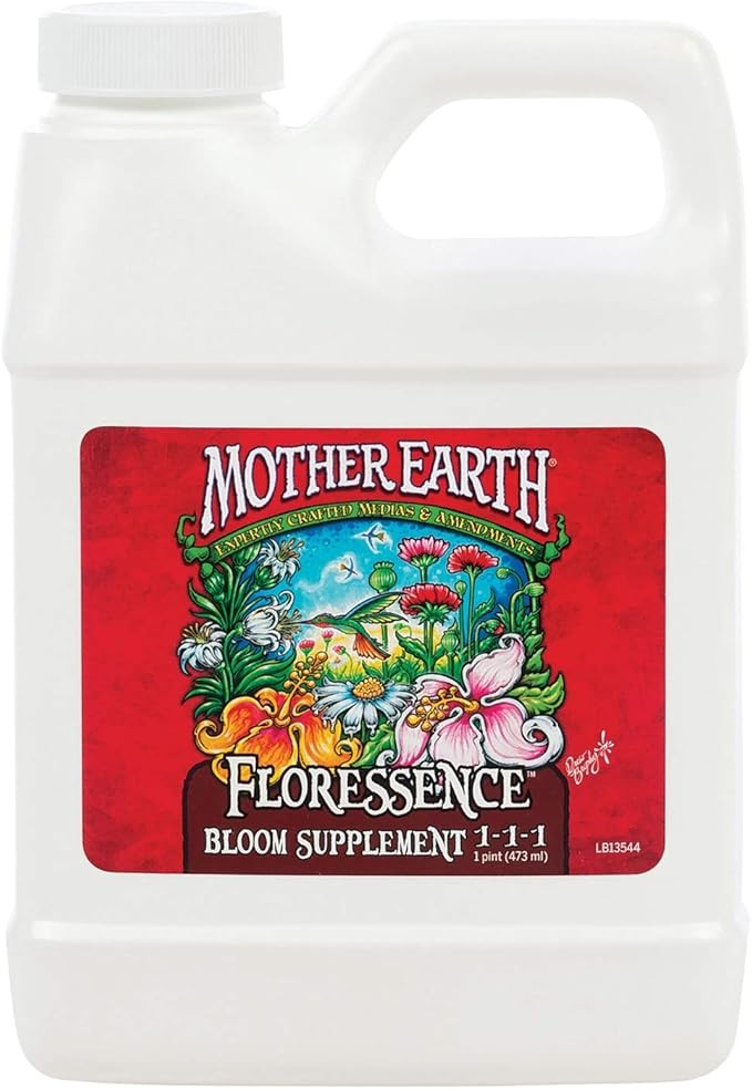Mother Earth Floressence Bloom Supplement 1-1-1 Liquid Plant Supplement For Flowering And Fruiting Plants, Pint