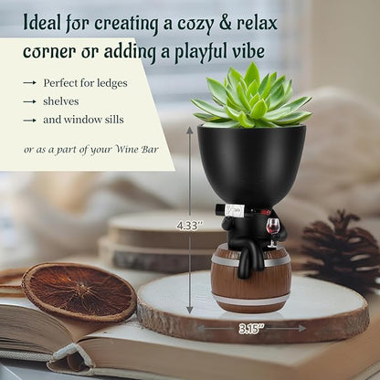 Wnsamoddy Funny Face Planter Pots with Drainage - Resin Head Flower Pot for Indoor Outdoor Succulents Cactus, Unique White Elephant Gifts for Wine & Plant Lovers, Home Office Desk Decor