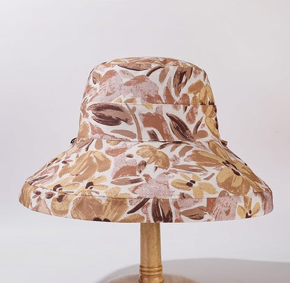 Wide Brim Women Sun Hat Summer Beach Bucket Fishing Hats Metal Wired Edge Packable UV Protection for Hiking Garden Travel