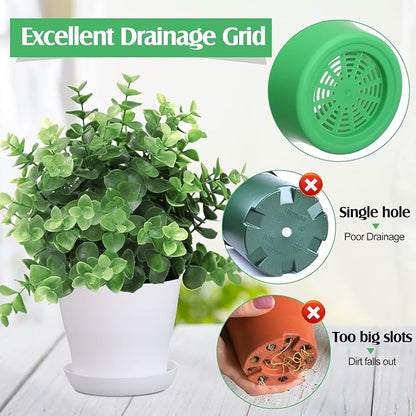 33 Pack 5.5 Inch Plastic Flower Plant Pots Thickened Seedlings Nursery Pots with Tray Assorted Small Flower Pots Colorful Plastic Planters with Saucers Gardening Plant Containers