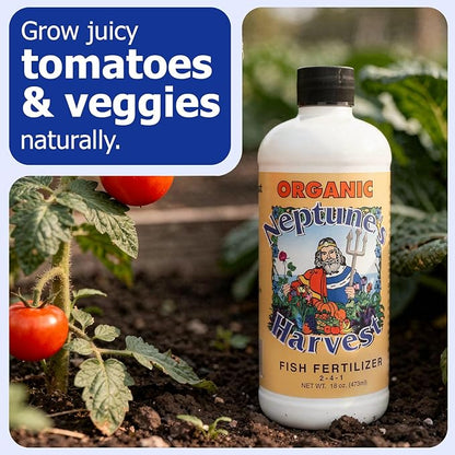 Neptune's Harvest Fish Fertilizer (2-4-1) - 18oz Pint - Organic Liquid Plant Fertilizer - Fish Hydrolysate for Vegetables, Flowers, Fruit, Trees, Grass - Indoor and Outdoor Plant Food
