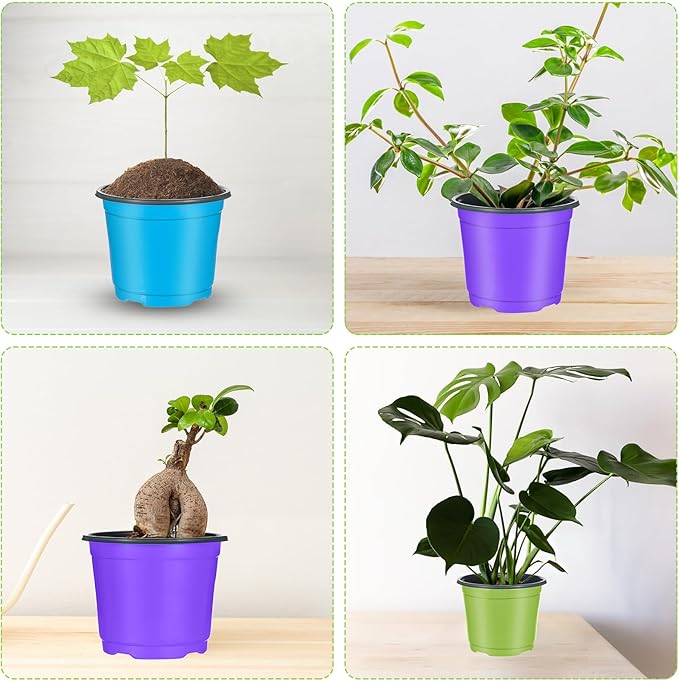 150 Pcs 4 Inch Plastic Nursery Pots Seedling Starting Pots with Drainage Holes Thicken Flower Planters Seed Starting Indoor Outdoor for Seedling Cutting Transplanting(Multicolor)