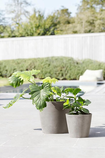 Ecopots Amsterdam Durable Modern Round Indoor/Outdoor Recycled-Based Composite Flower Pot Planter, Taupe, 8"