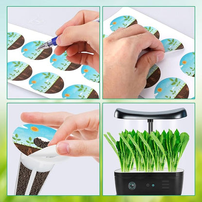 120 Pcs Plant Grow Stickers, Round Planting Grow Basket Labels Self-Adhesive Hydroponic Garden Plant Seed Tags Supplies for Indoor/Outdoor Gardening Record & Understand Seedling Growth