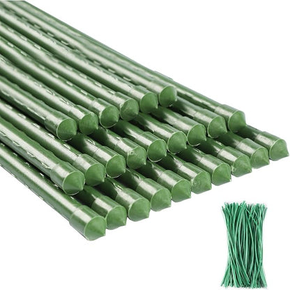 55 inch Garden Stakes 25 Pack Tomato Stakes Plant Sticks with 100 Ties