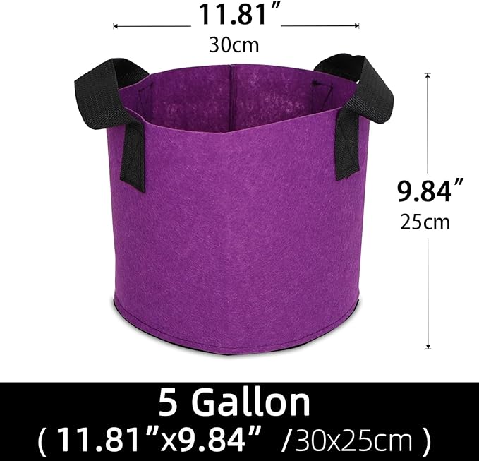Grow Bags,Growing Pot Bags Garden Grow Bag Indoor Outdoor Fabric Aeration Plant Pot Container Flower Vegetable Pouch (Purple,5 Gallon)