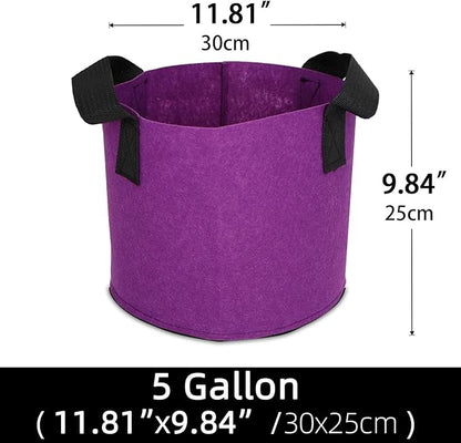 Grow Bags,Growing Pot Bags Garden Grow Bag Indoor Outdoor Fabric Aeration Plant Pot Container Flower Vegetable Pouch (Purple,5 Gallon)