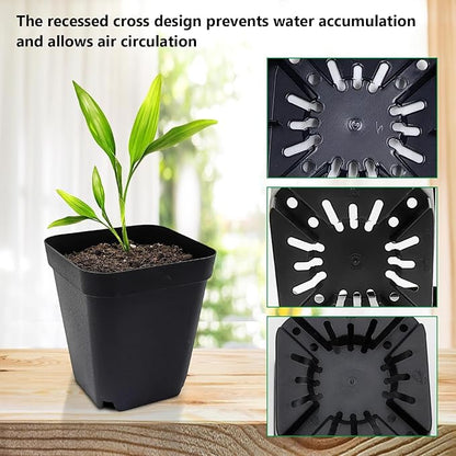1200Pcs Square Nursery Pots 2.75 Inch, Deep Seed Starting Pot Small Plastic Plant Pots Flower Planter, Sturdy Seedling pots with Drainage Transplanting Planter Container