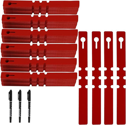 KINJOEK 1200 PCS Red Plant Labels Tags, Plastic Adjustable Wrap Around Waterproof Hanging Garden Tree Tags Plant Loop Tag for Identifying Various Outdoor Nursery Plants Flowers, 2x20cm