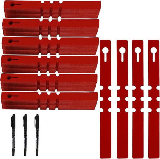 KINJOEK 1200 PCS Red Plant Labels Tags, Plastic Adjustable Wrap Around Waterproof Hanging Garden Tree Tags Plant Loop Tag for Identifying Various Outdoor Nursery Plants Flowers, 2x20cm