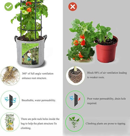 5 Pack 10 Gallon Plant Grow Bags with Automatic Irrigation Equipment and Reinforced Handles for Plant Support, Non-Woven Durable Breathe Fabric Grow Pots for Carrot, Onion, Flower, Tomato