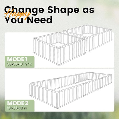 KING BIRD Galvanized Raised Garden Bed with 2 Installation Methods for DIY, 101" x 36" x 18" Heightened Planter Kit Box Outdoor for Deep-Rooted Vegetables, Flowers, Green