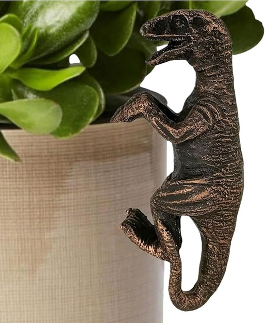 Dinosaur Plants Pot Hanger Flower Pot Decorations Pot Hugger Resin Statue Sculptures Dinosaur Flower Figurine for Garden Outdoor Fairy Garden Fence Lawn Cute Animal Ornaments Home Office Decoration