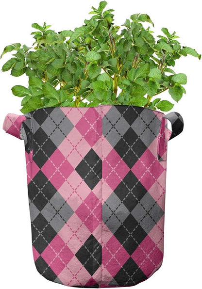Ambesonne Colorful Grow Bags 5-Pack, Tropical Fresh Fruits, Heavyduty Fabric Pots with Handles for Plants, Scarlet