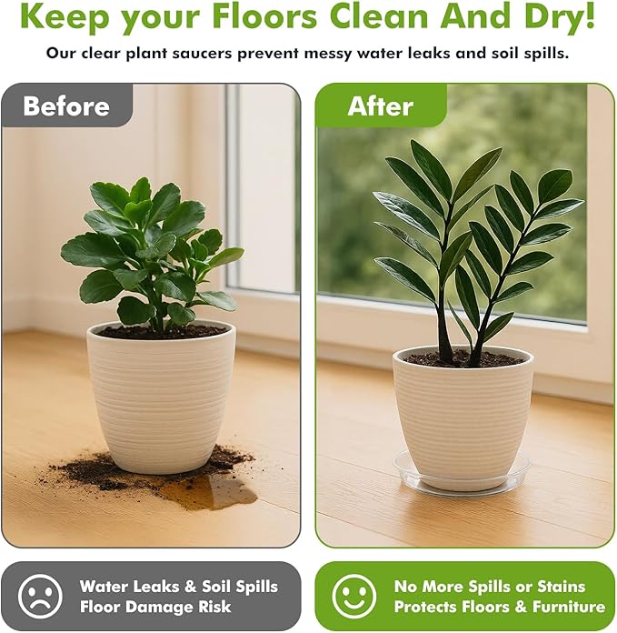 20 Packs 18" Extra-Large Clear Plant Saucers for Indoor Outdoor Use Heavy Duty Plastic Plant Trays for Planter Bulk Flower Pot Drip Trays to Catch Water, 4 to 20 Inch