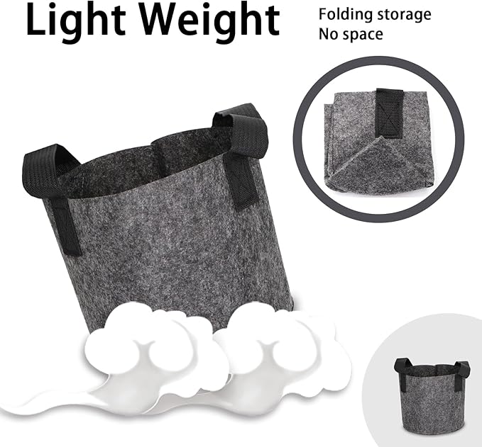 Grow Bags,Growing Pot Bags Garden Grow Bag Indoor Outdoor Fabric Aeration Plant Pot Container Flower Vegetable Pouch (Dark Gray,20Gallon)