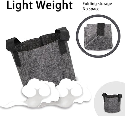 Grow Bags,Growing Pot Bags Garden Grow Bag Indoor Outdoor Fabric Aeration Plant Pot Container Flower Vegetable Pouch (Dark Gray,2 Gallon)