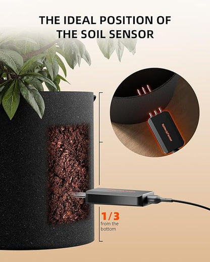 Spider Farmer GGS 3 in 1 Soil Sensor Pro 3Pcs, EC Moisture Temp Meter Tester with RJ12 Support Smart APP Control for Garden Indoor Grow Tent Room