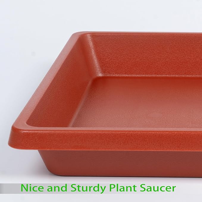 Square Plant Saucer 10 Inch 4 Pack, Plant Drip Trays and Flower Pot Saucers，Doubles Plant Water Catcher Tray, Plant Trays for Indoors No Holes, Plant Drainage Tray Saucers for Potted Plants