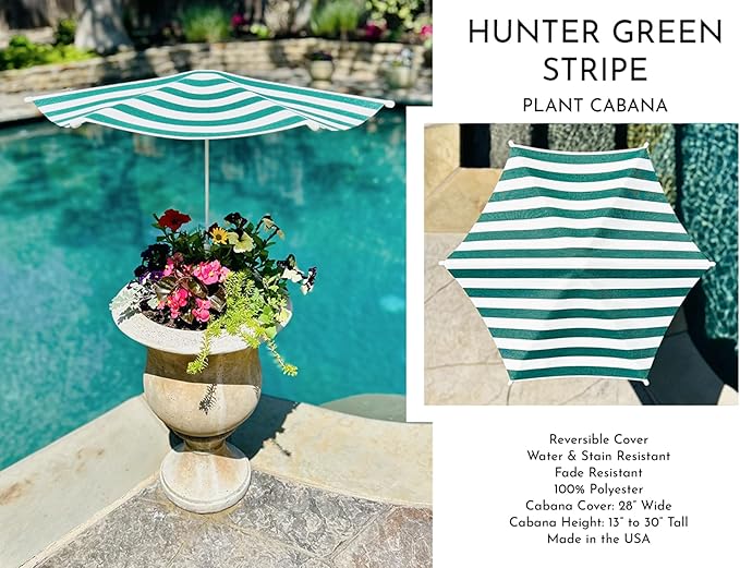 Fixed Plant Shade for Potted Plants 28" x 30" Outdoor Container Sun Shade Cover Premium Fabric Canopy with Fiberglass Frame & Soil Anchor Stripes & Solids Assembly Required
