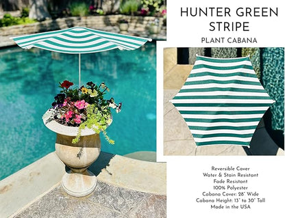 Fixed Plant Shade for Potted Plants 28" x 30" Outdoor Container Sun Shade Cover Premium Fabric Canopy with Fiberglass Frame & Soil Anchor Stripes & Solids Assembly Required