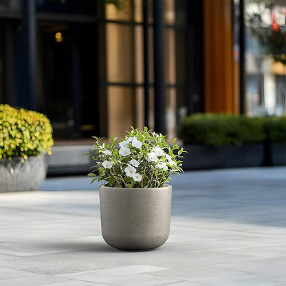 Kante Round Concrete Planter, 13.1 Inch Dia Classic-Style Large Pot with Drainage, Weathered Concrete Finish with Painted, for Indoor & Outdoor Plants, Home, Patio and Garden