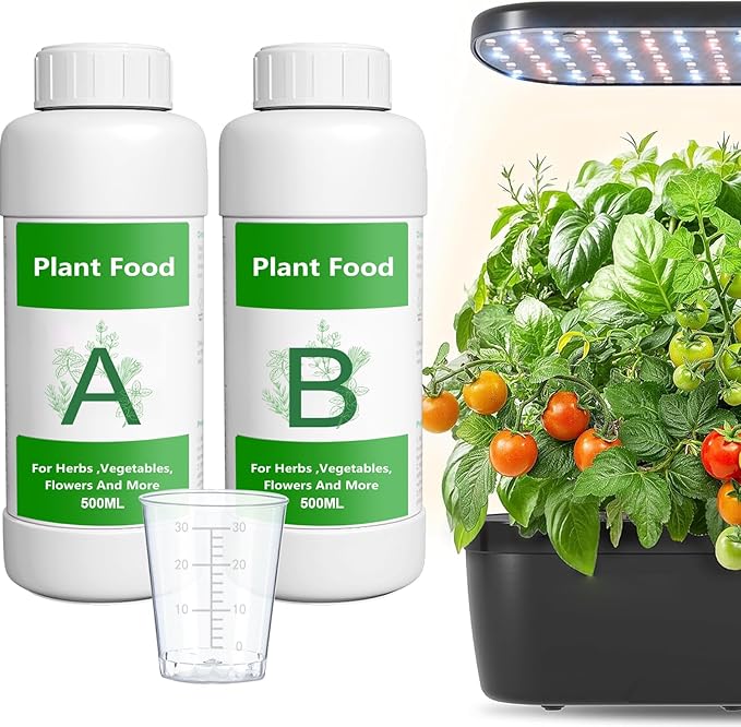 1000ml Hydroponic Plant Food Nutrients，Indoor Herb Hydroponics Growing System General Plant Food A and B Fit for Vegetables Fruits Flowers