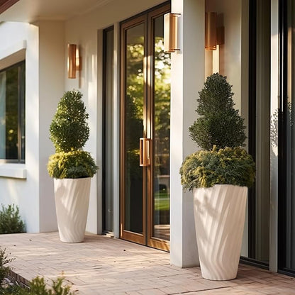 La Jolie Maison 24 Inch Tall Planter, Matte White Tree Planter with Shelf Insert, Morden Large Round Plant Pot Container for Indoor/Outdoor, Front Door, Patio and Deck, 1 Pack