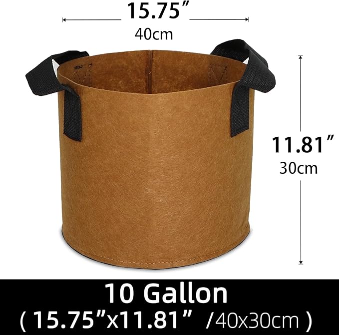 Grow Bags,Growing Pot Bags Garden Grow Bag Indoor Outdoor Fabric Aeration Plant Pot Container Flower Vegetable Pouch (Coffee,10Gallon)