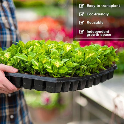 Elcoho 15 Pack Seed Starter Trays 72 Cells Seedling Trays Kit with 1080 Cells Plant Nursery Pots Plastic Plant Grow Plug Trays Mini Propagator for Garden Plant Germination, 21.3 x 11 Inches