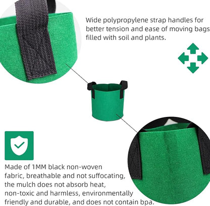 Grow Bags,Growing Pot Bags Garden Grow Bag Indoor Outdoor Fabric Aeration Plant Pot Container Flower Vegetable Pouch (Dark Green,20Gallon)
