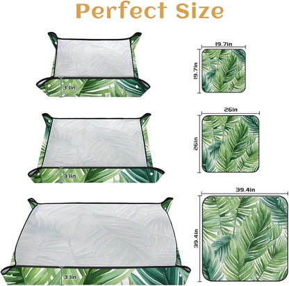Pardick Repotting Mat for Indoor Plant 19.7"x19.7" Tropical Leaves Soil Change Mat Waterproof Planting Tray Foldable Succulent Potting Mat Gardening Gifts for Women Men Plant Lovers