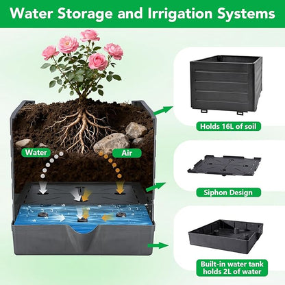 2 Pack Raised Garden Bed Planter Box with Trellis, 57" Self-Watering Tomato Planter with Trellis, Tomato Cage Plant Support for Climbing Plants Vegetable Vine Flowers Patio Outdoor Indoor