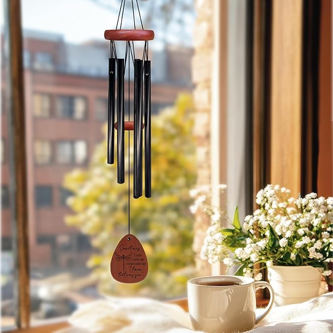 Dragonfly Decor Memorial Wind Chimes, Memorial Gifts Wind Chimes, Dragonfly Gifts for Women WindChimes for Outside, Sometimes Remembrance Sympathy Gift for Loss of Loved One, 26" Inches