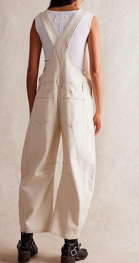 loveimgs Women Y2k Baggy Barrel Jeans Overalls Wide Leg Denim Pants Bib Overalls Jumpsuit Boyfriend Patchwork Jeans
