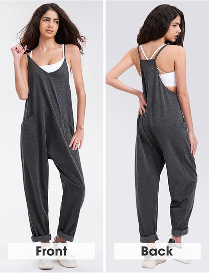 EXLURA Womens Casual Summer Jumpsuits 2026 Romper Bib Outfits Beach Vacation Denim Trendy Fashion Overalls with Pockets