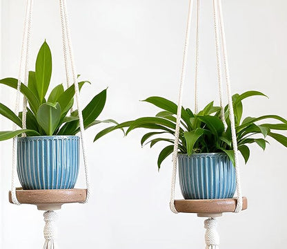 5 + 6 Inch Glaze Blue Ceramic Plant Pots with Drain Hole & Saucer, Flower Pots for Indoor/Outdoor Plants - Succulent, Snake Plant, Money Tree, Aloe Vera, Basil Planter