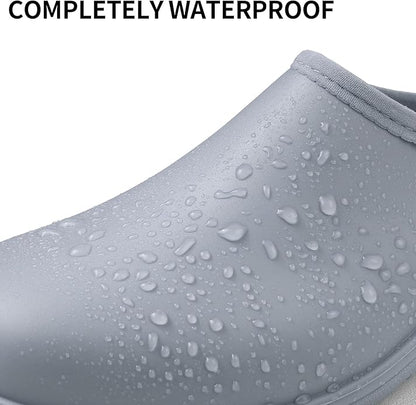 DKSUKO Waterproof Garden Shoe for Women Outdoor Slip-On Rain Boots Short Ankle Work Shoes and Garden Clogs with Comfort Insole