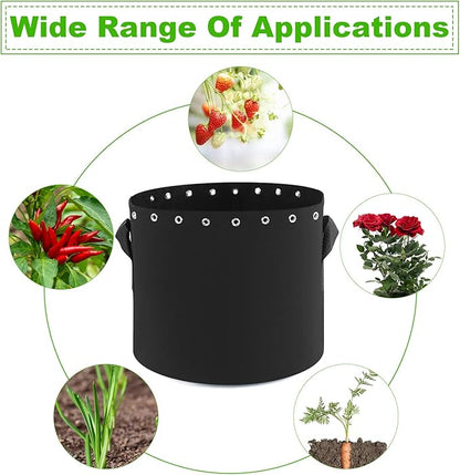 5 Gallon Plant Grow Bags 5-Packs with Holes,Thichkened Non-Woven Aeration Fabric Pots with Handles - Reinforced Weight Capacity