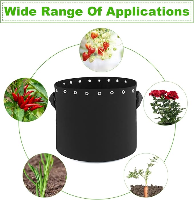 7 Gallon Fabric Pots with Holes 5-Packs,Thichkened Non-Woven Aeration Grow Bags with Handles - Reinforced Weight Capacity
