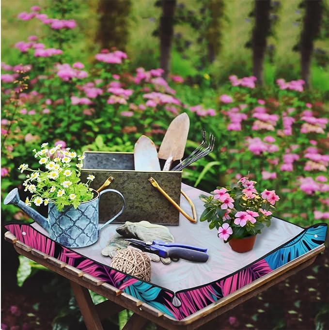 Pardick Repotting Mat for Indoor Plant 26"x26" Leaves Soil Change Mat Waterproof Planting Tray Foldable Succulent Potting Mat Gardening Gifts for Women Men Plant Lovers