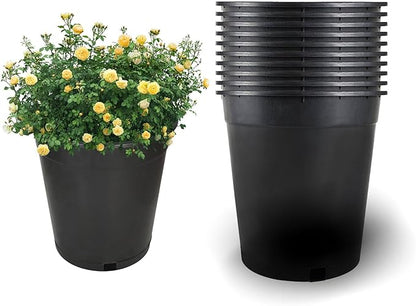 10 Packs 5 Gallon Flexible Nursery Pot Plastic Gallon Pots for Plants Suitable for Indoor and Outdoor