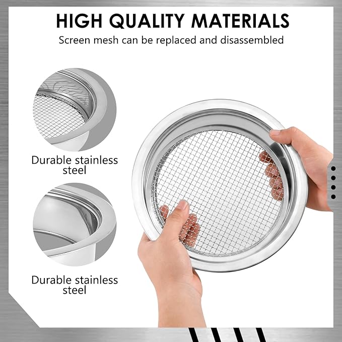 Soil Sieve Set with 5 Interchangeable Meshes Sizes 1/3/6/9/12mm, Stainless Steel Riddle Sieve Pan with Shovel 24cm Garden Potting Soil Sifter for Gardening Dirt Sand Soil Rocks