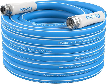 Fevone Kink Free Garden Hose 50 ft, All Weather Flexible, Heavy-Duty & Durable, Leak-Free Connection
