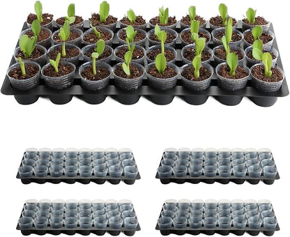 5-Pack 32 Cell Seedling Trays & 160 Pack 2" Soft Clear Nursery Pots -Thickened Durable Plant Starter Kit for Seed Germination (5 Sets)